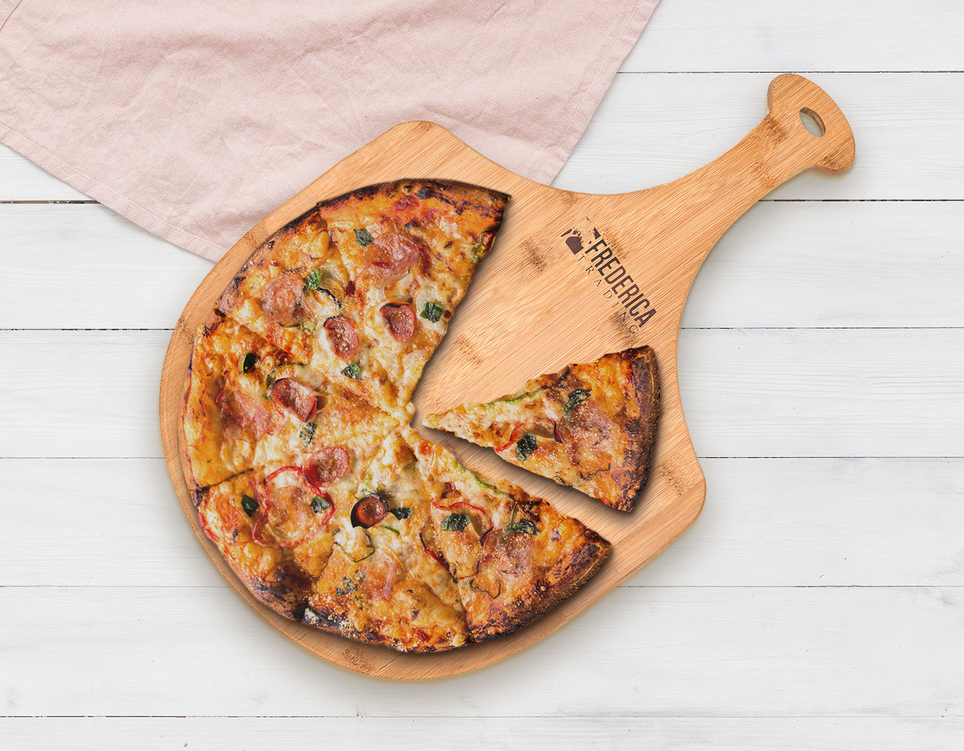 Bamboo Kitchen Collection Bundle - Two Pizza Peels, Cutting Board, and Knife Strip