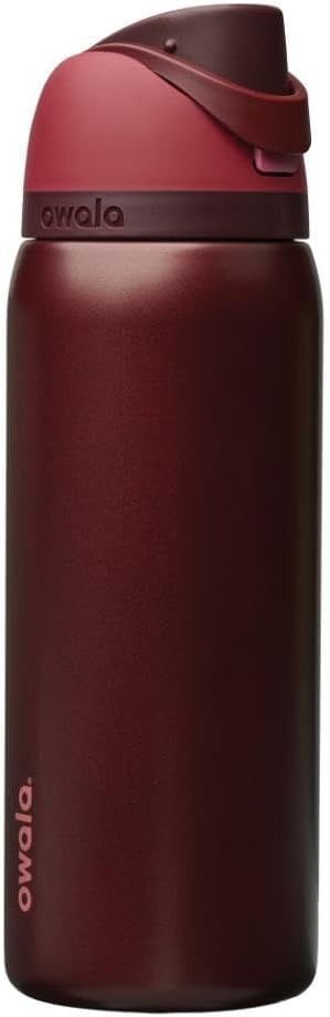 Owala FreeSip Insulated Stainless Steel Water Bottle with Straw, BPA-Free Sports Water Bottle, Great for Travel, 24 Oz, Black Cherry