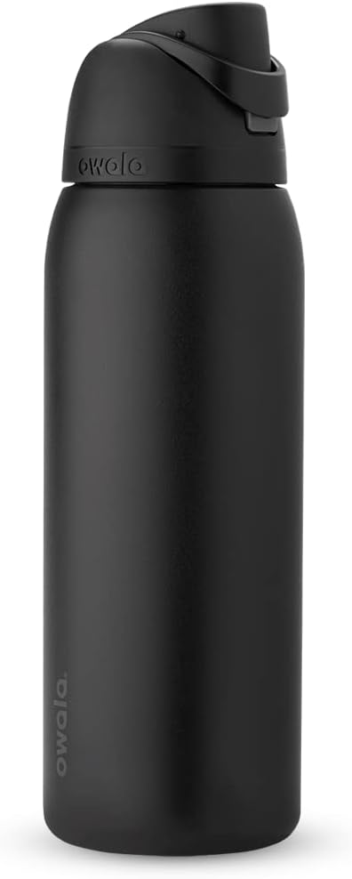 Owala FreeSip Insulated Stainless Steel Water Bottle with Straw, BPA-Free Sports Water Bottle, Great for Travel, 24 Oz, Black Cherry