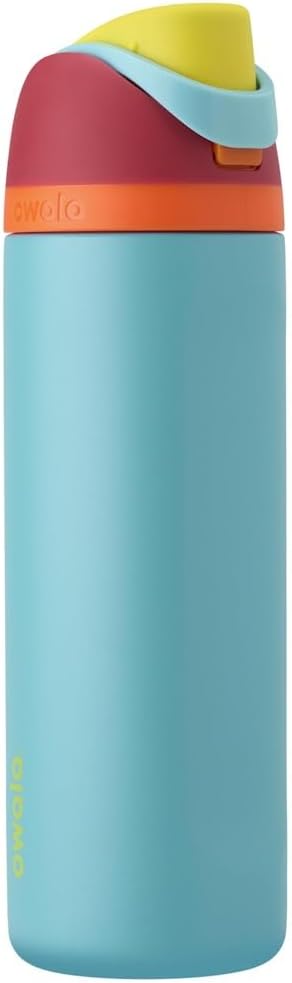 Owala FreeSip Insulated Stainless Steel Water Bottle with Straw, BPA-Free Sports Water Bottle, Great for Travel, 24 Oz, Black Cherry
