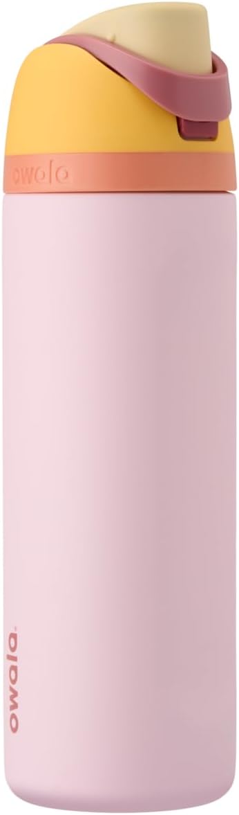 Owala FreeSip Insulated Stainless Steel Water Bottle with Straw, BPA-Free Sports Water Bottle, Great for Travel, 24 Oz, Black Cherry