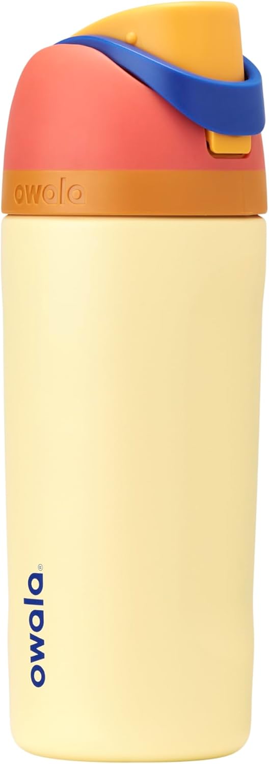 Owala FreeSip Insulated Stainless Steel Water Bottle with Straw, BPA-Free Sports Water Bottle, Great for Travel, 24 Oz, Black Cherry