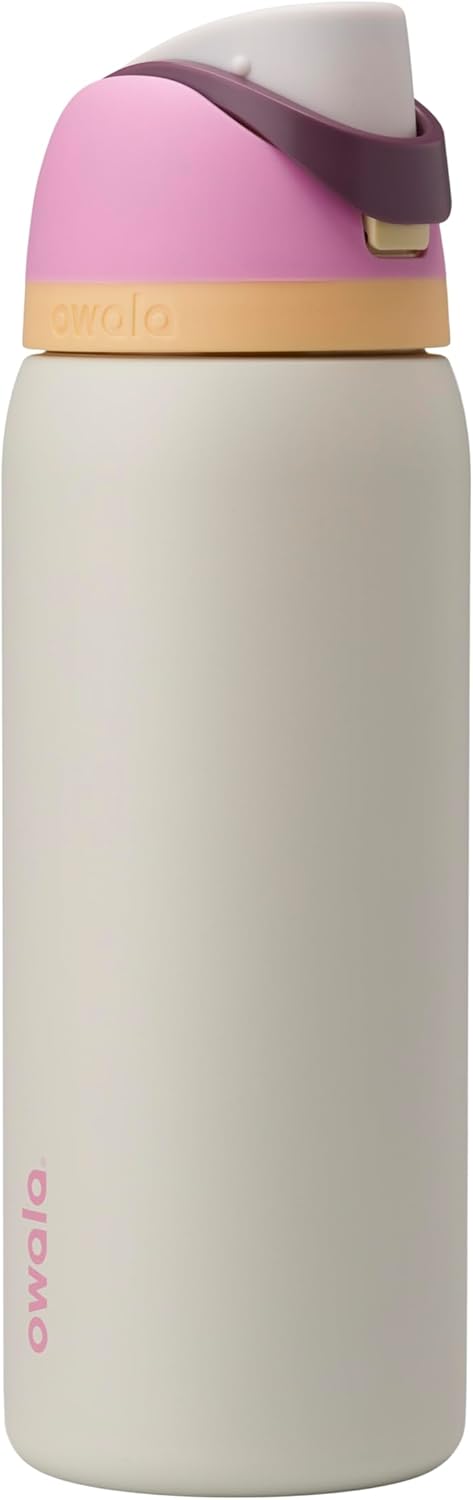 Owala FreeSip Insulated Stainless Steel Water Bottle with Straw, BPA-Free Sports Water Bottle, Great for Travel, 24 Oz, Black Cherry