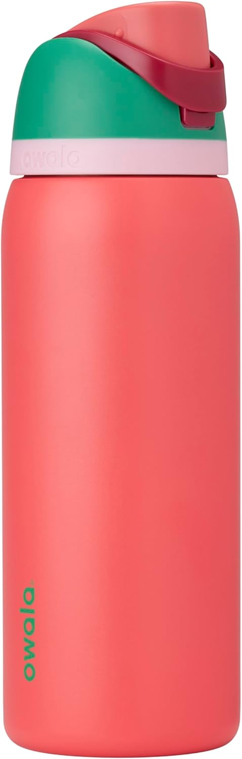 Owala FreeSip Insulated Stainless Steel Water Bottle with Straw, BPA-Free Sports Water Bottle, Great for Travel, 24 Oz, Black Cherry