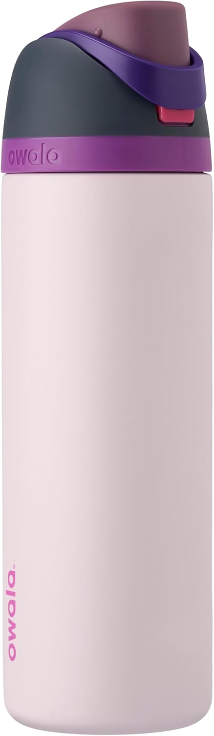 Owala FreeSip Insulated Stainless Steel Water Bottle with Straw, BPA-Free Sports Water Bottle, Great for Travel, 24 Oz, Black Cherry