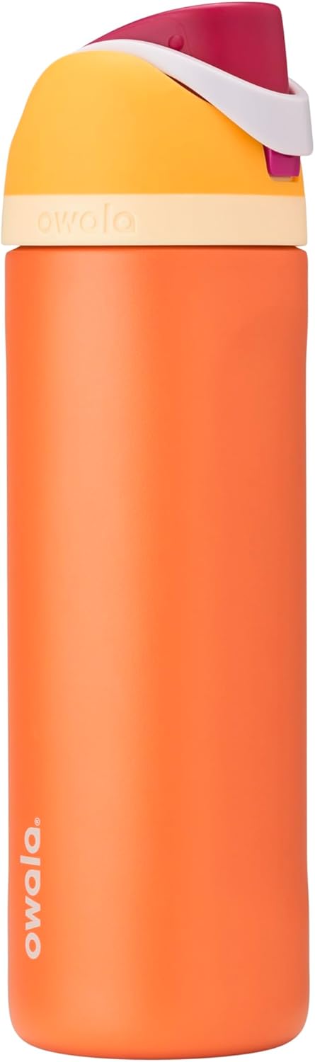 Owala FreeSip Insulated Stainless Steel Water Bottle with Straw, BPA-Free Sports Water Bottle, Great for Travel, 24 Oz, Black Cherry