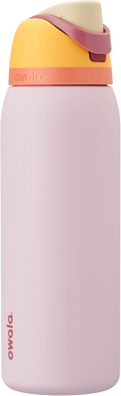 Owala FreeSip Insulated Stainless Steel Water Bottle with Straw, BPA-Free Sports Water Bottle, Great for Travel, 24 Oz, Black Cherry