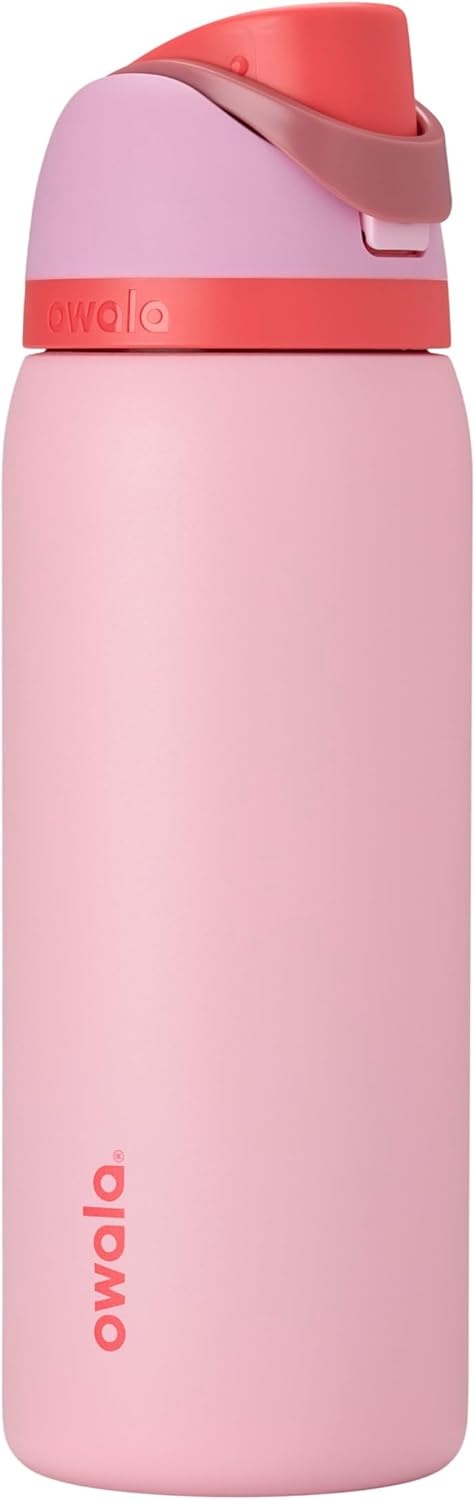 Owala FreeSip Insulated Stainless Steel Water Bottle with Straw, BPA-Free Sports Water Bottle, Great for Travel, 24 Oz, Black Cherry