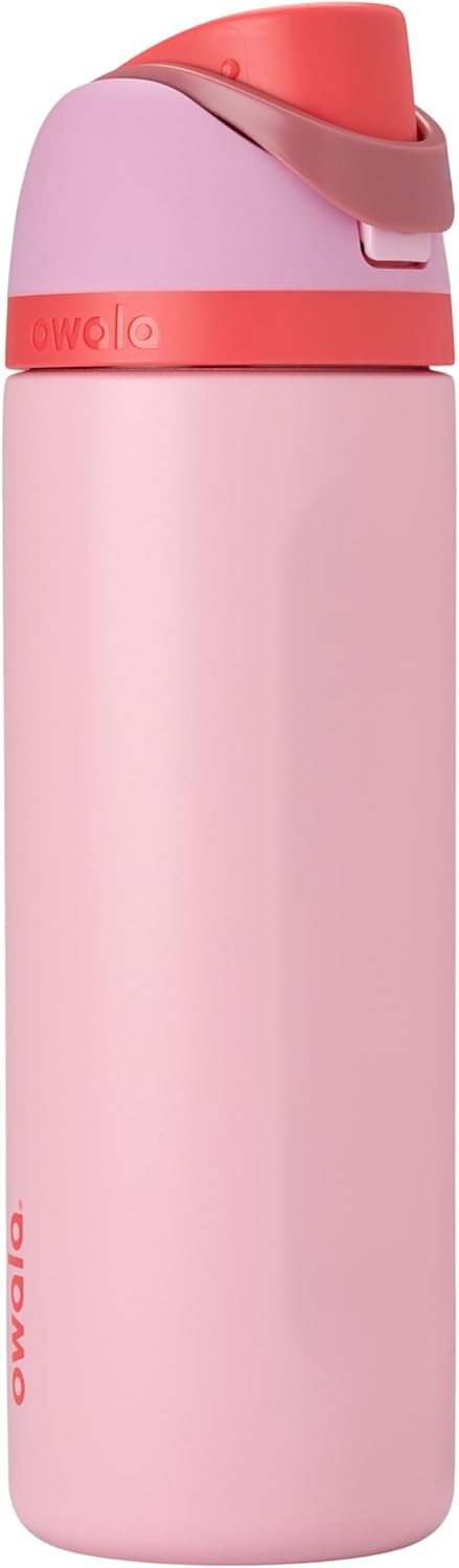 Owala FreeSip Insulated Stainless Steel Water Bottle with Straw, BPA-Free Sports Water Bottle, Great for Travel, 24 Oz, Black Cherry