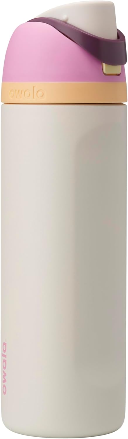 Owala FreeSip Insulated Stainless Steel Water Bottle with Straw, BPA-Free Sports Water Bottle, Great for Travel, 24 Oz, Black Cherry