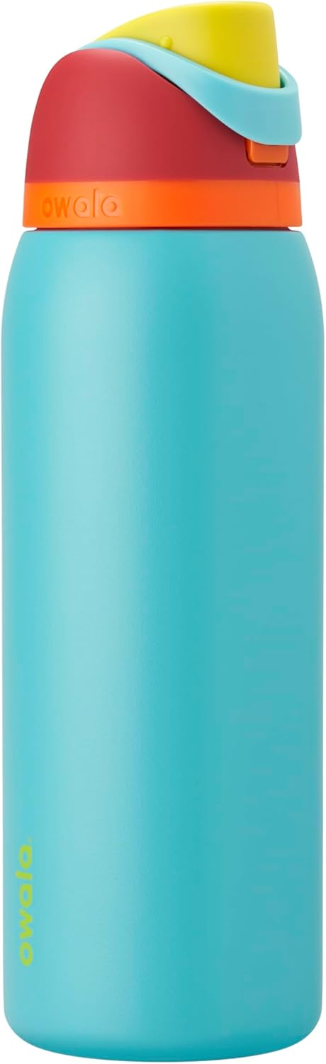 Owala FreeSip Insulated Stainless Steel Water Bottle with Straw, BPA-Free Sports Water Bottle, Great for Travel, 24 Oz, Black Cherry