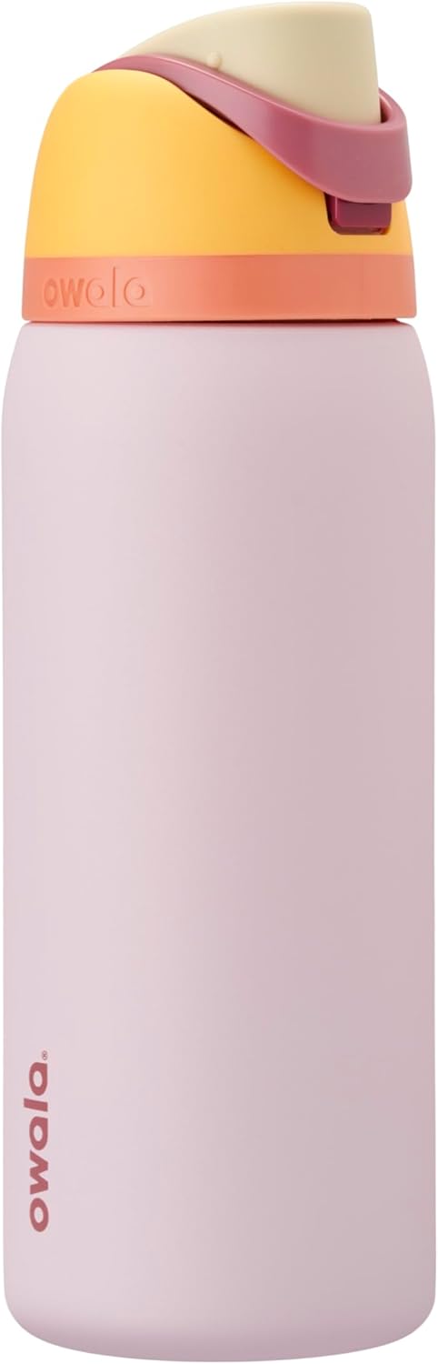 Owala FreeSip Insulated Stainless Steel Water Bottle with Straw, BPA-Free Sports Water Bottle, Great for Travel, 24 Oz, Black Cherry