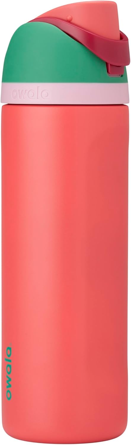 Owala FreeSip Insulated Stainless Steel Water Bottle with Straw, BPA-Free Sports Water Bottle, Great for Travel, 24 Oz, Black Cherry