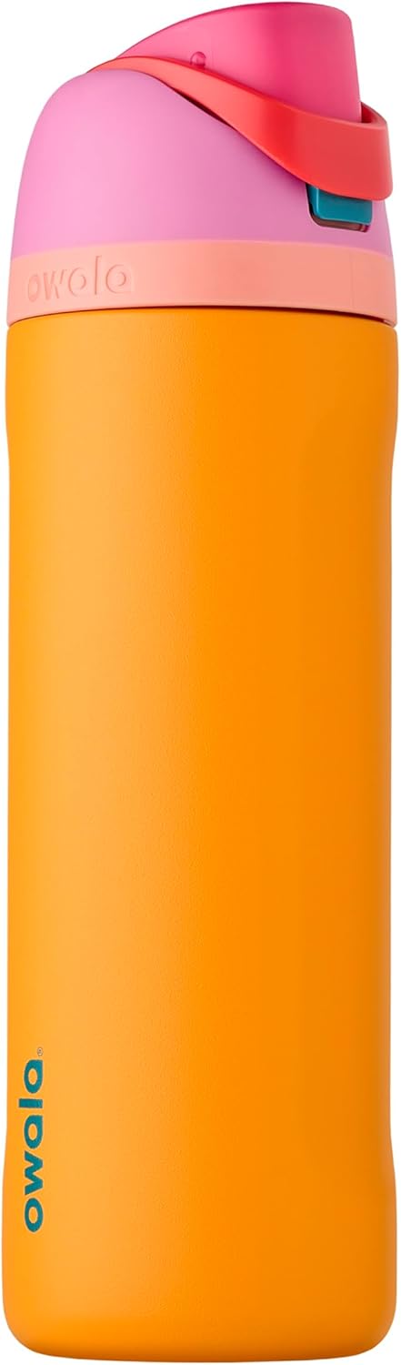 Owala FreeSip Insulated Stainless Steel Water Bottle with Straw, BPA-Free Sports Water Bottle, Great for Travel, 24 Oz, Black Cherry