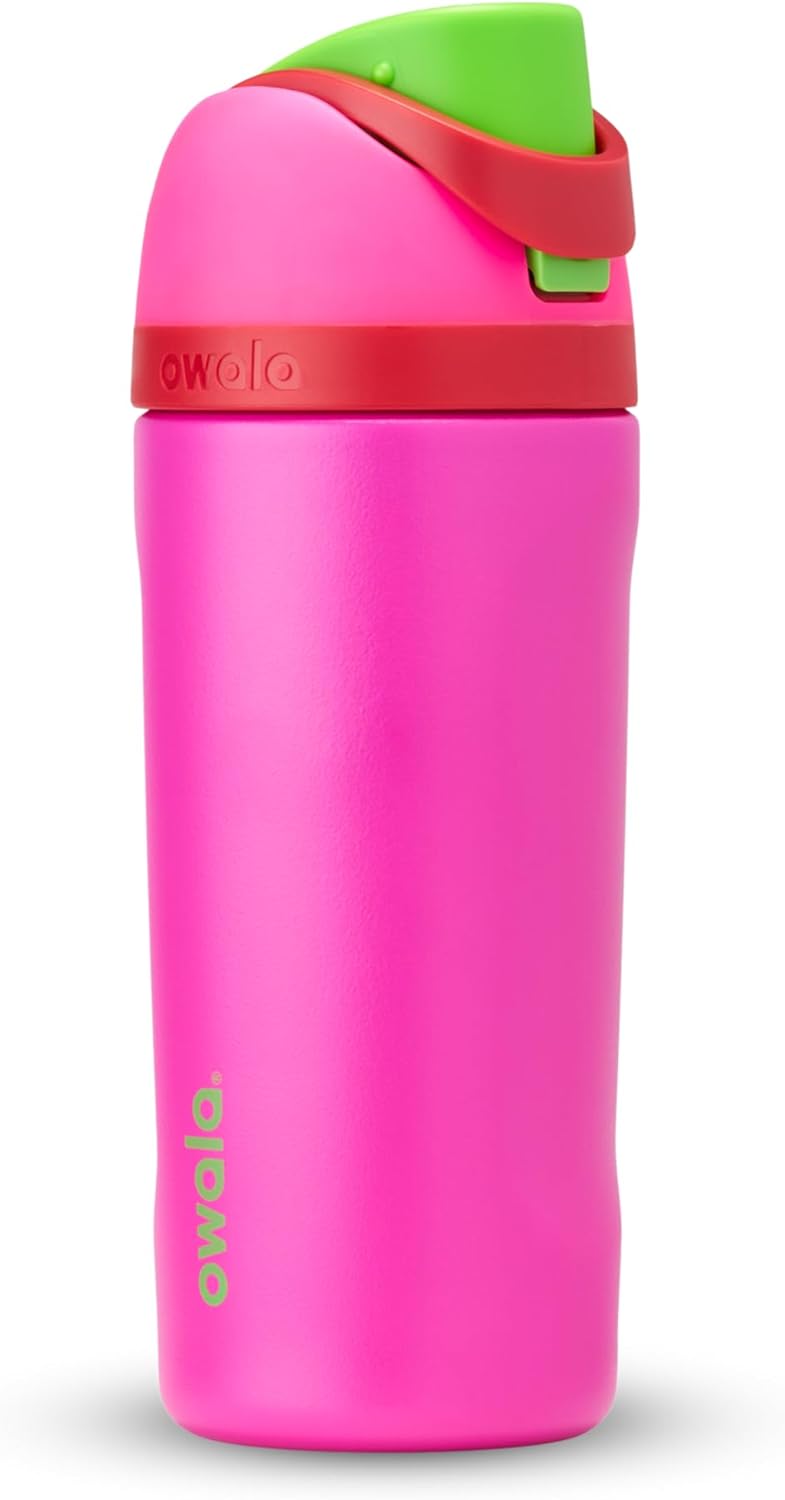 Owala FreeSip Insulated Stainless Steel Water Bottle with Straw, BPA-Free Sports Water Bottle, Great for Travel, 24 Oz, Black Cherry