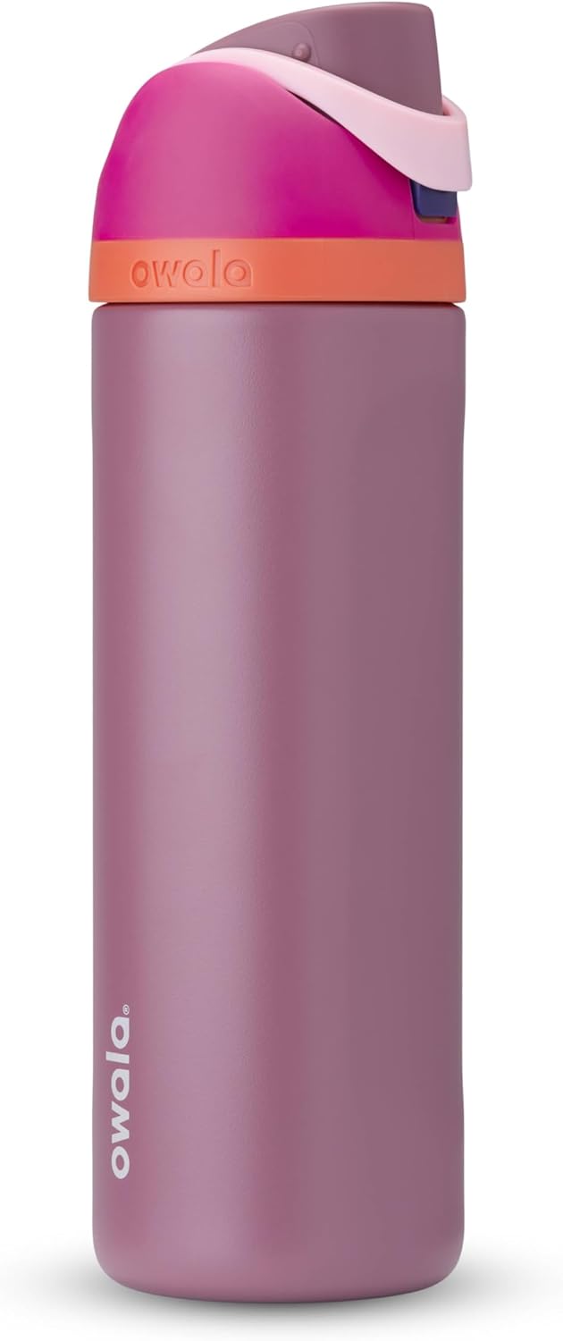 Owala FreeSip Insulated Stainless Steel Water Bottle with Straw, BPA-Free Sports Water Bottle, Great for Travel, 24 Oz, Black Cherry