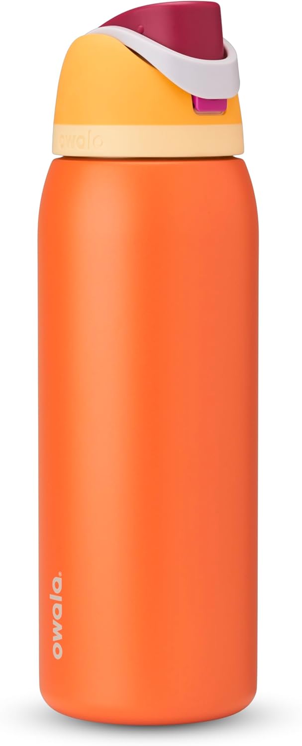 Owala FreeSip Insulated Stainless Steel Water Bottle with Straw, BPA-Free Sports Water Bottle, Great for Travel, 24 Oz, Black Cherry