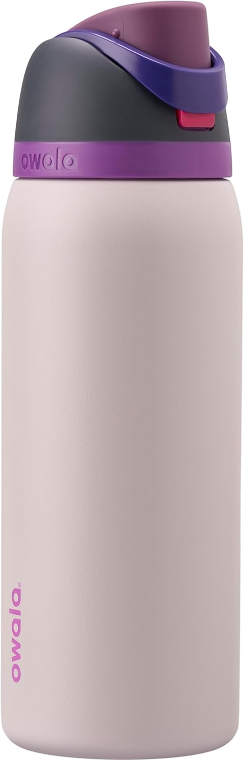 Owala FreeSip Insulated Stainless Steel Water Bottle with Straw, BPA-Free Sports Water Bottle, Great for Travel, 24 Oz, Black Cherry