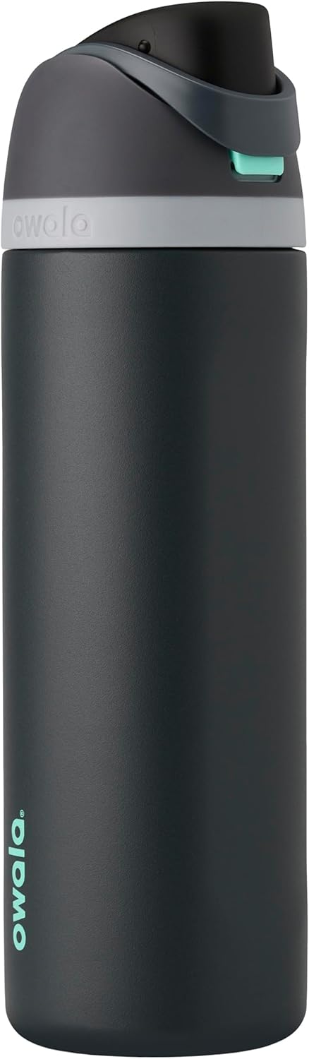 Owala FreeSip Insulated Stainless Steel Water Bottle with Straw, BPA-Free Sports Water Bottle, Great for Travel, 24 Oz, Black Cherry