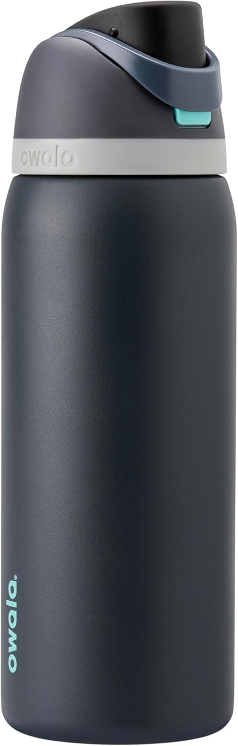 Owala FreeSip Insulated Stainless Steel Water Bottle with Straw, BPA-Free Sports Water Bottle, Great for Travel, 24 Oz, Black Cherry