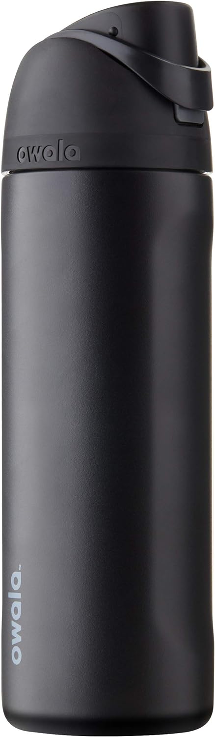 Owala FreeSip Insulated Stainless Steel Water Bottle with Straw, BPA-Free Sports Water Bottle, Great for Travel, 24 Oz, Black Cherry