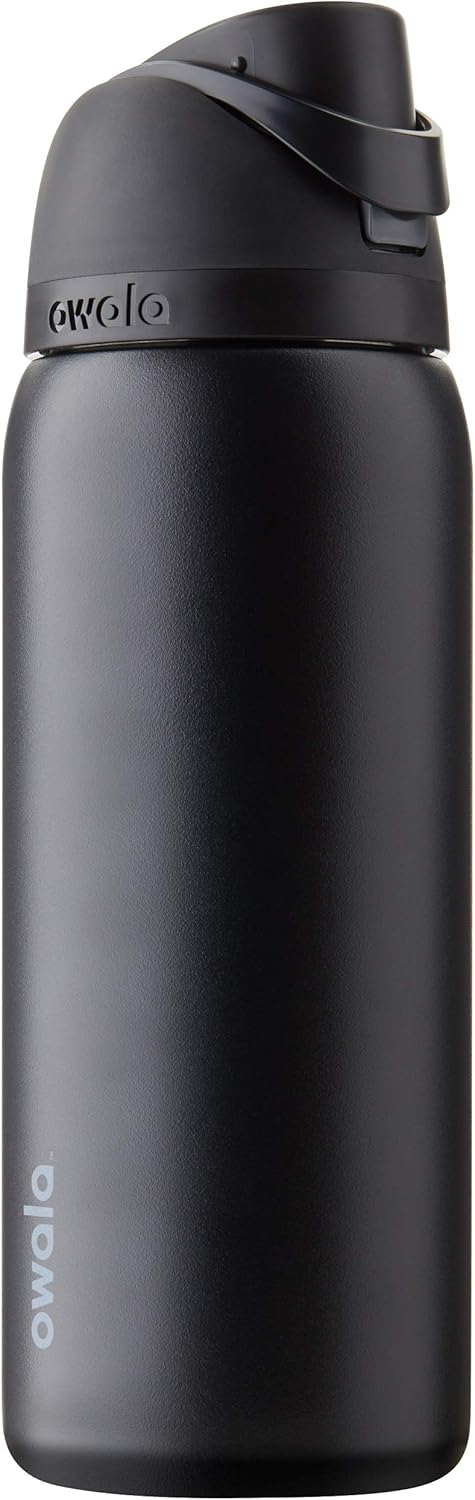 Owala FreeSip Insulated Stainless Steel Water Bottle with Straw, BPA-Free Sports Water Bottle, Great for Travel, 24 Oz, Black Cherry