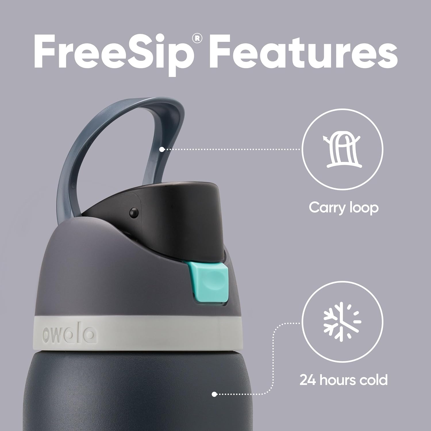 Owala FreeSip Insulated Stainless Steel Water Bottle with Straw, BPA-Free Sports Water Bottle, Great for Travel, 24 Oz, Black Cherry