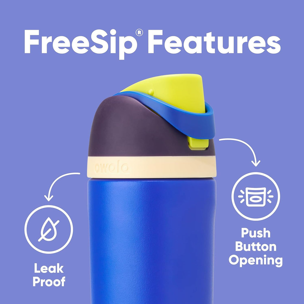 Owala FreeSip Insulated Stainless Steel Water Bottle with Straw, BPA-Free Sports Water Bottle, Great for Travel, 24 Oz, Black Cherry