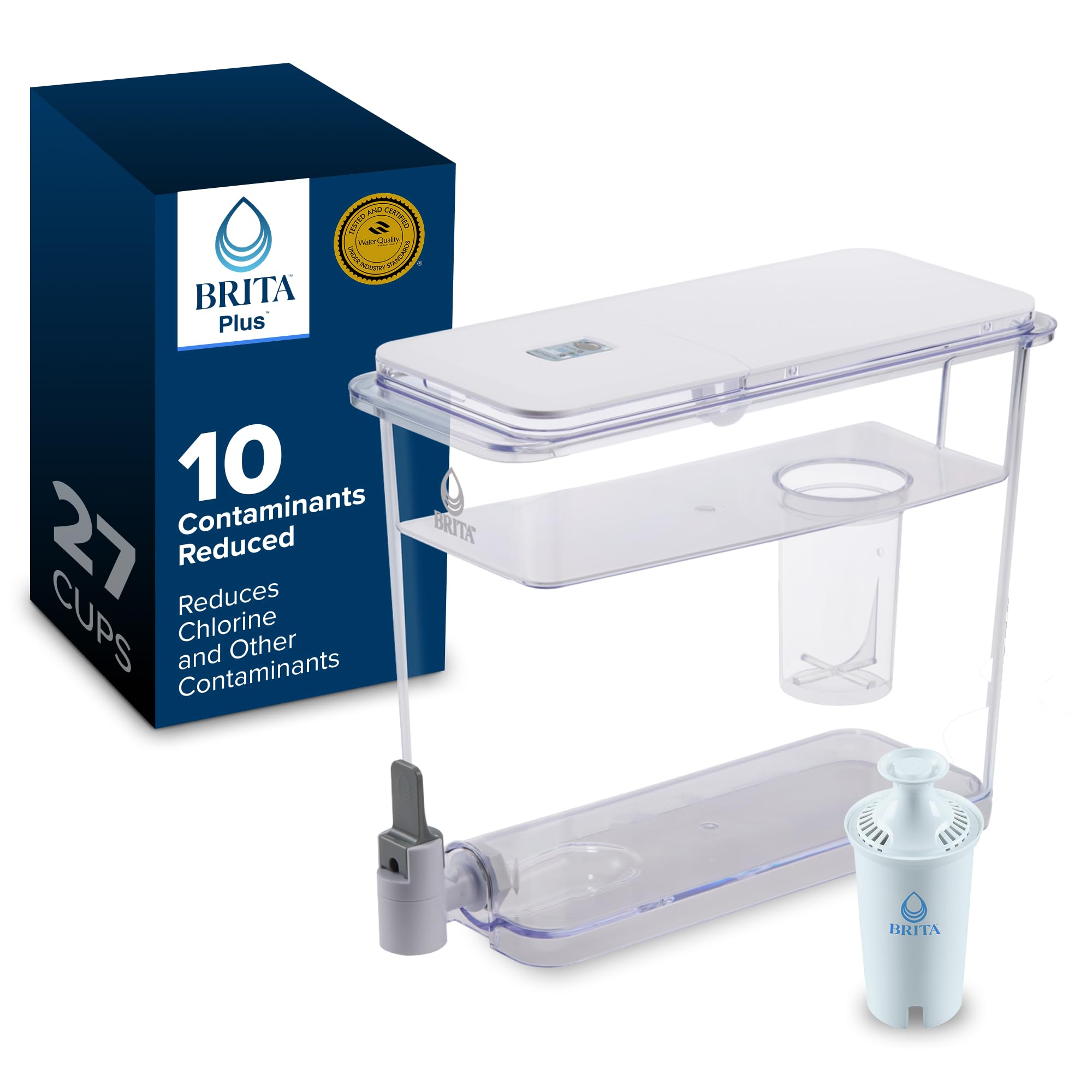 Brita UltraMax Large Water Dispenser with 1 BritaPlus Filter, 27 Cup Capacity, Black (Package May Vary)