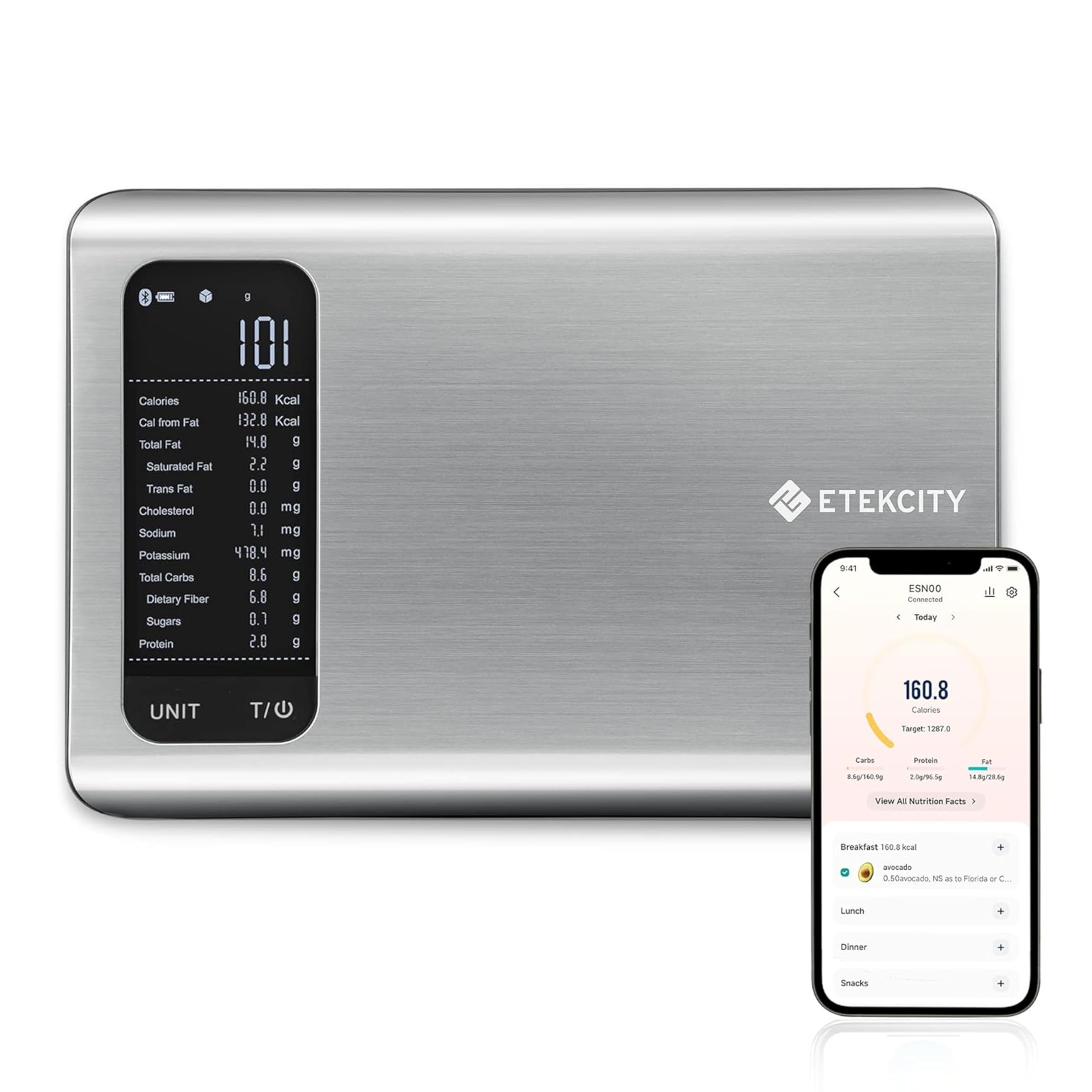 Etekcity Food Kitchen Scale, Digital Grams and Ounces for Weight Loss, Baking, Cooking, Keto and Meal Prep, LCD Display, Medium, 304 Stainless Steel