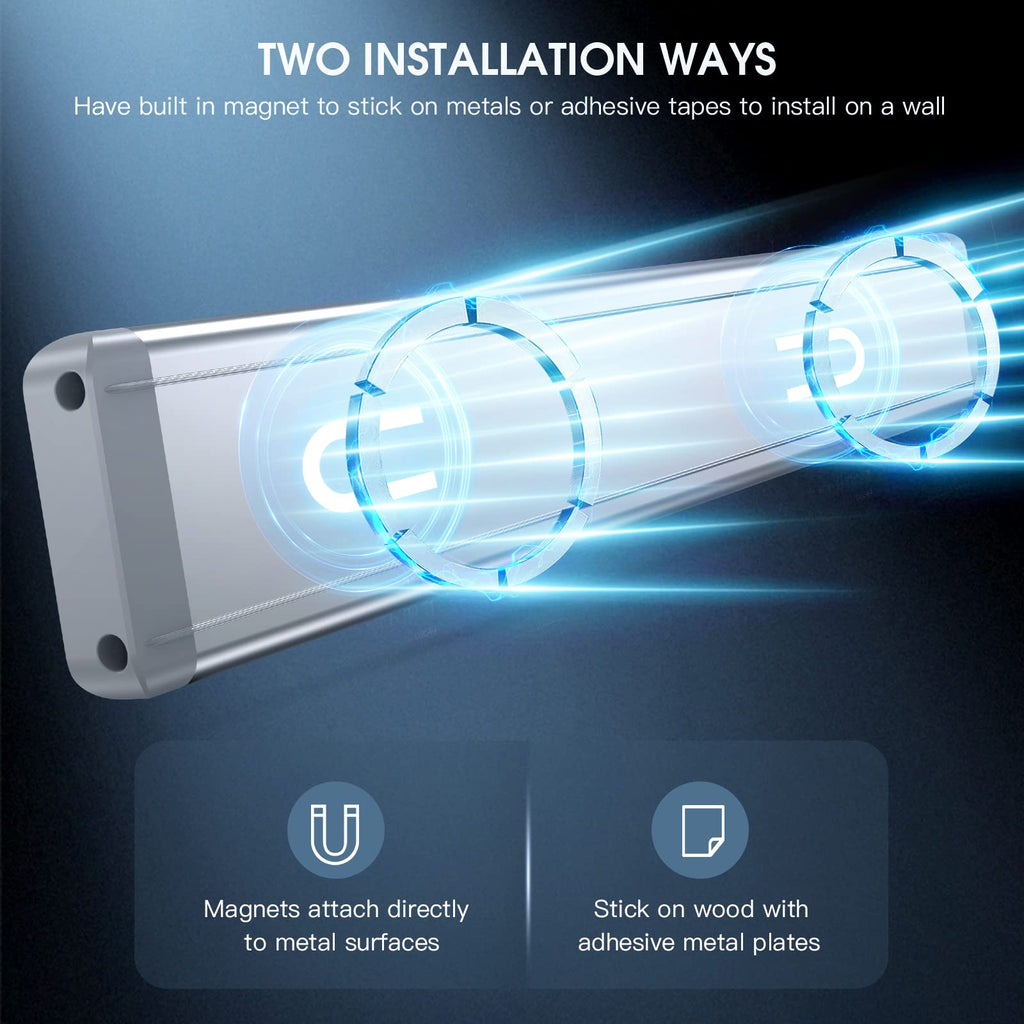 MCGOR 10inch Under Cabinet Lighting, 2 Pack Rechargeable Motion Sensor Light Indoor, 5 Levels Dimmable Magnetic Closet Lights, Wireless Under Counter Lights for Kitchen, Stairs