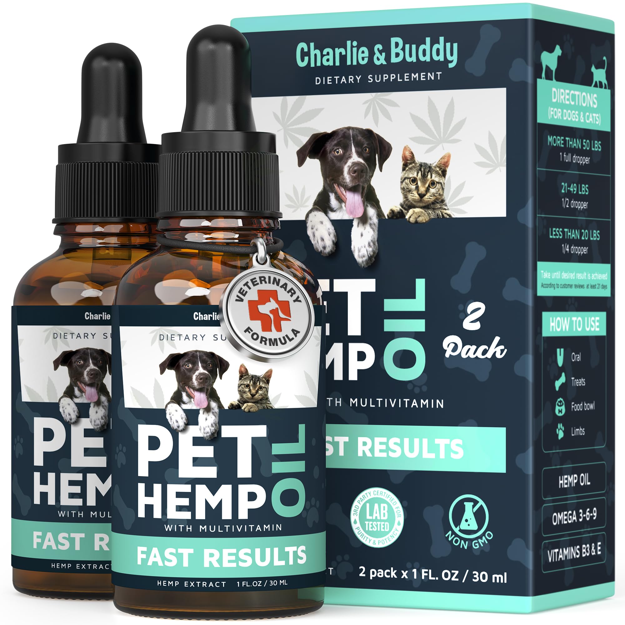 Charlie & Buddy Hemp Оil for Dogs Cats - Helps Pets with Аnxiеty, Pаin, Strеss, Slееp, Аrthritis, Sеizures Rеlief - Нiр Jоint Hеalth - Cаlming Trеats