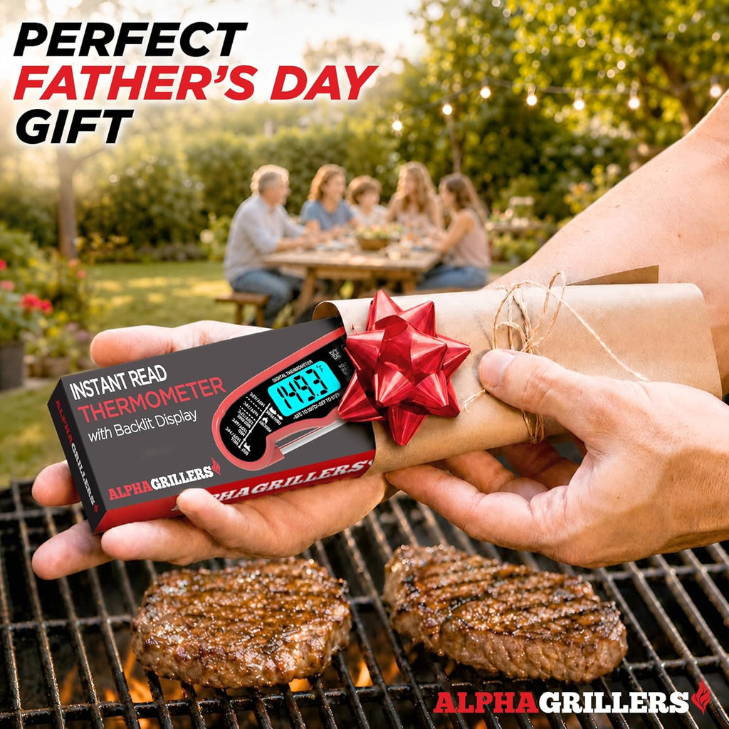 Alpha Grillers Meat Thermometer Digital – Instant Read Food Thermometer for Cooking & Grilling – Professional Kitchen Fathers Day Gift for Dad Men Him Husband