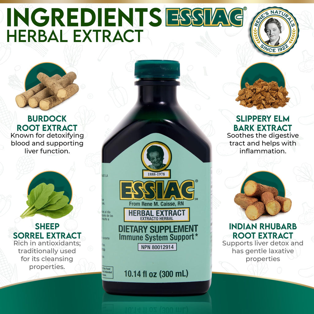 Essiac Original Herbal Liquid Extract – 10.14 fl oz Bottle | Powerful Antioxidant Blend to Help Promote Overall Health & Well-Being | Original Formula from 1922
