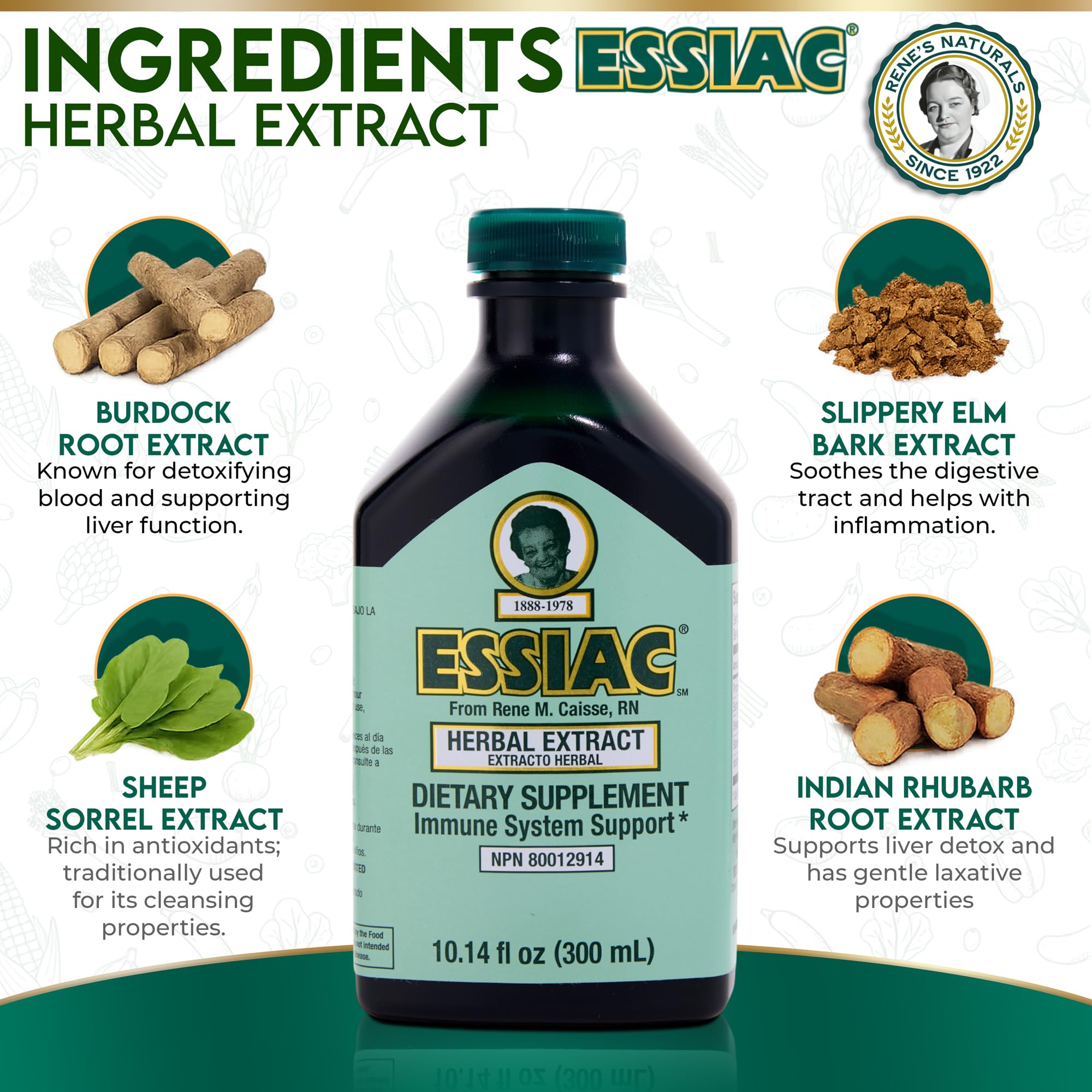 Essiac Original Herbal Liquid Extract – 10.14 fl oz Bottle | Powerful Antioxidant Blend to Help Promote Overall Health & Well-Being | Original Formula from 1922