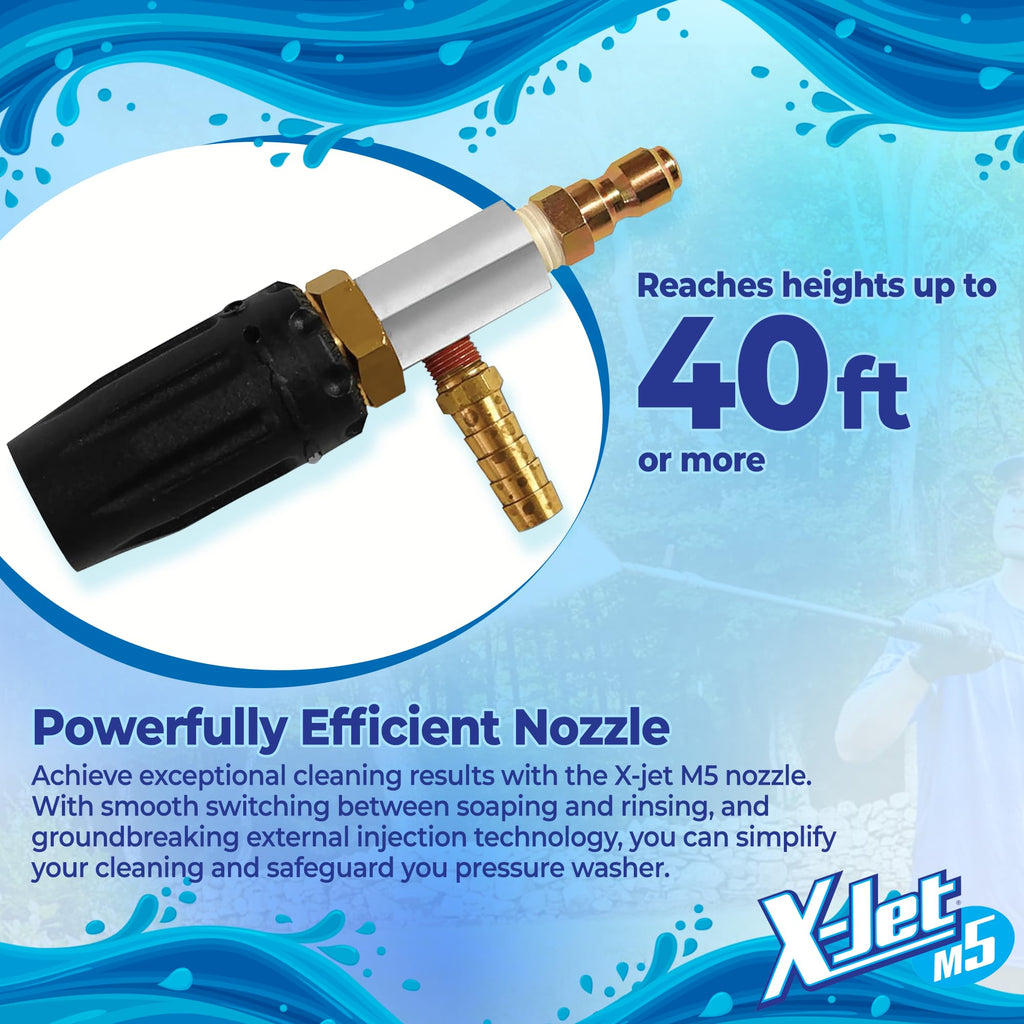X-Jet M5 Nozzle Only #16 - Adjustable Long-Range External Injection Pressure Washing - From 0 to 60 Degree Spray Pattern - Replacement Nozzle for X-Jet M5 Kit- W/ 2000 to 4500 PSI 5-6.5 GPM