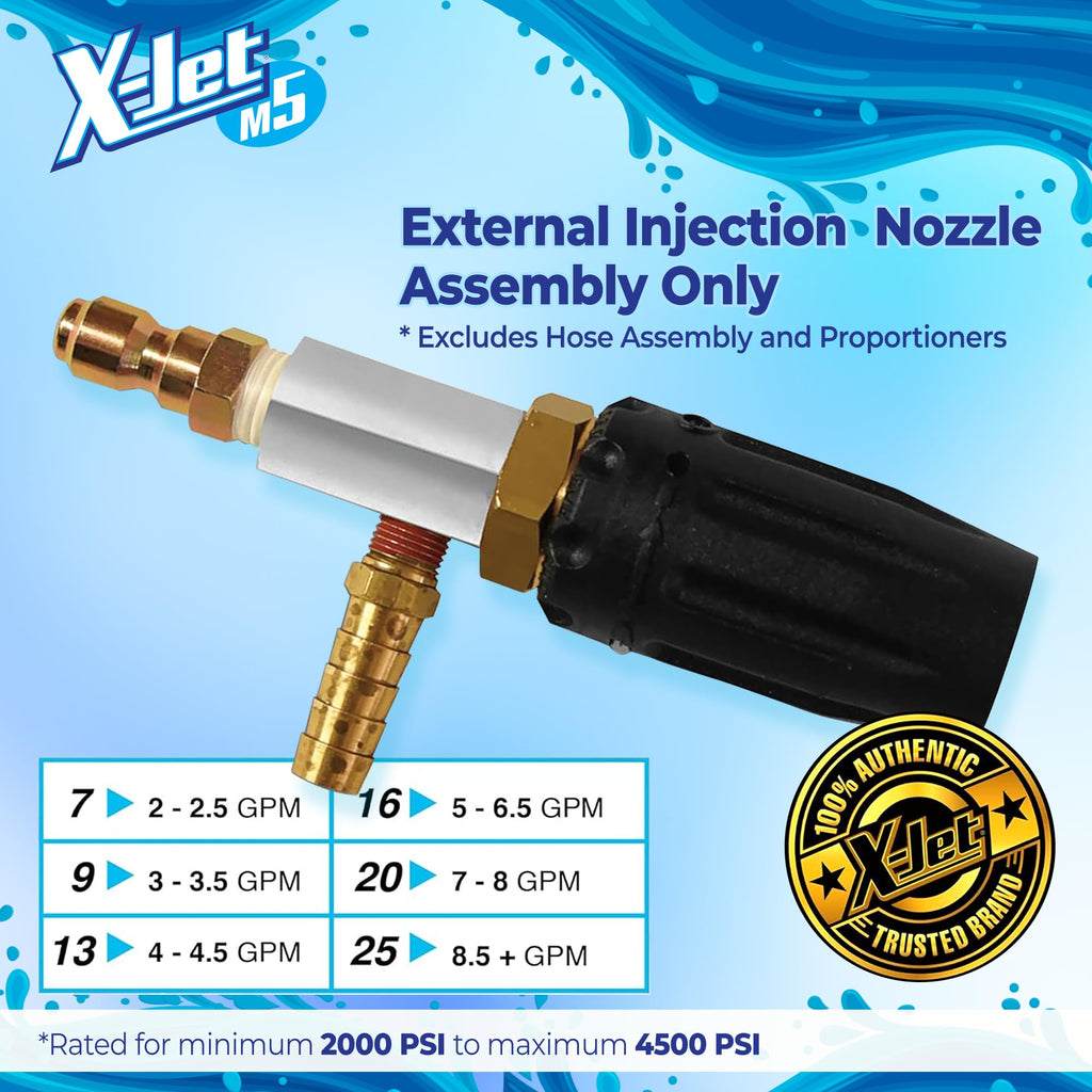 X-Jet M5 Nozzle Only #16 - Adjustable Long-Range External Injection Pressure Washing - From 0 to 60 Degree Spray Pattern - Replacement Nozzle for X-Jet M5 Kit- W/ 2000 to 4500 PSI 5-6.5 GPM