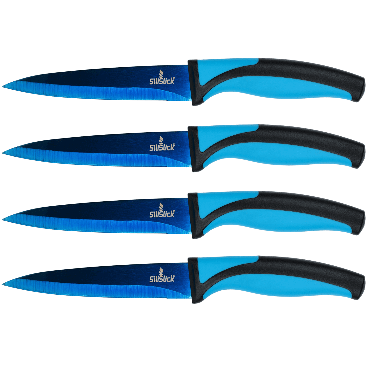 Steak Knife Set 4 Titanium Coated Deep Blue Blade