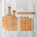 Bamboo Kitchen Collection Bundle - Two Pizza Peels, Cutting Board, and Knife Strip